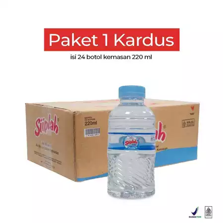 Siiplah Air Mineral Botol Mini 220ml 1 Karton (24 Botol)