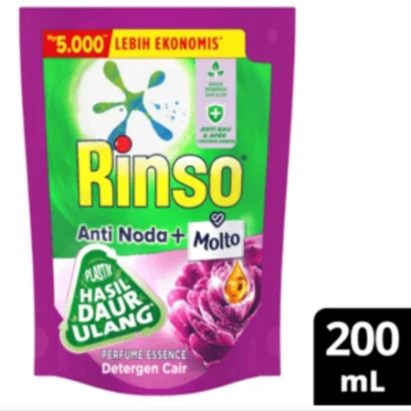 Rinso Liquid Anti Noda + Molto Parfume Essense 200 ml | Deterjen cair harum tahan lama